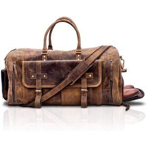 Travel Duffel Bags for Men and Women Full Grain Leather Weekend Leather Bag